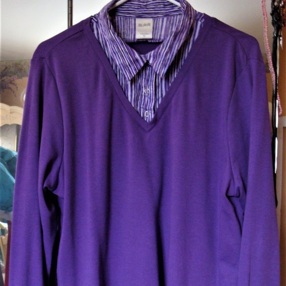 Two (2) "Blair" Layered Look Long Sleeve Tops XL - Picture 2 of 9
